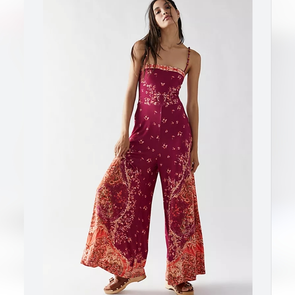 Free People Astrid Jumpsuit Raspberry Size Medium